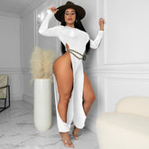 Open-Leg Jumpsuit Solid Color High-Elastic Artificial Cotton Fabric Jumpsuit